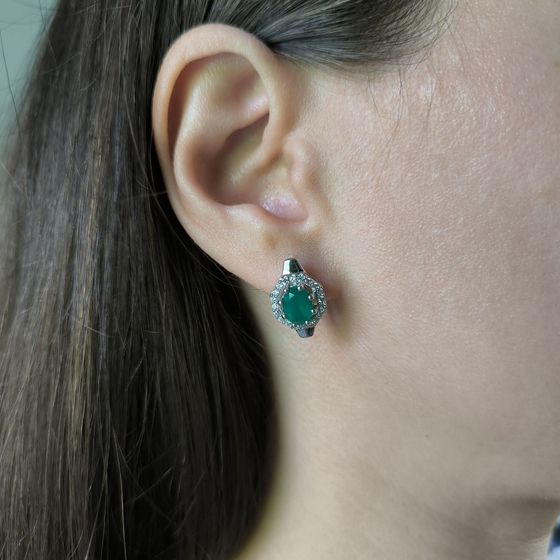 Серебряные серьги с агатом 3.252ct