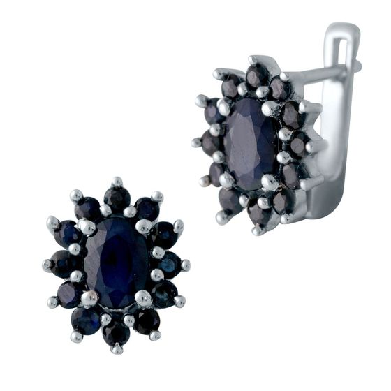 Серебряные серьги с сапфиром 3.138ct