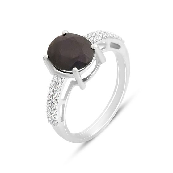Silver ring with sapphire