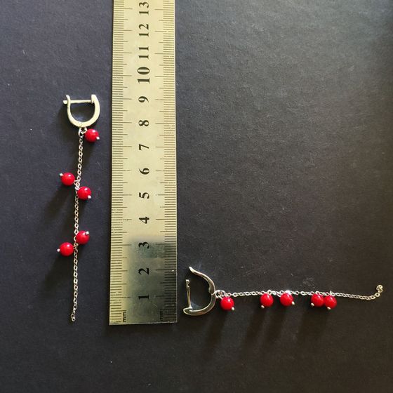 Silver earrings with coral