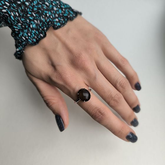 Silver ring with rauchtopaz (smoky quartz)