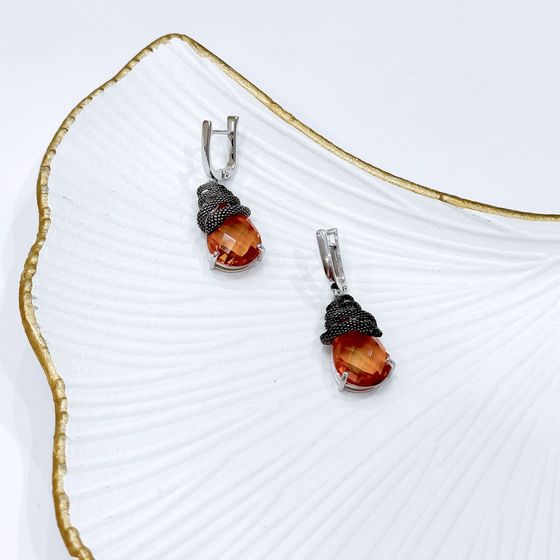 Silver earrings with gold quartz 12.913ct