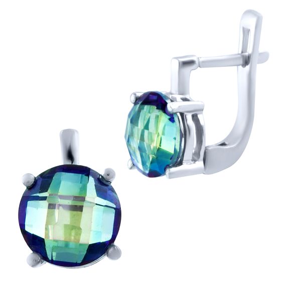 Silver Earrings with a 9.23-carat Mystic Topaz