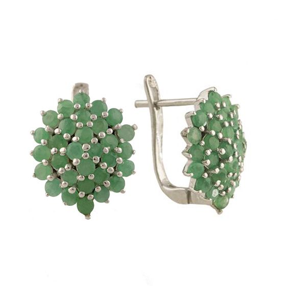 Silver earrings with a 2.606-carat emerald