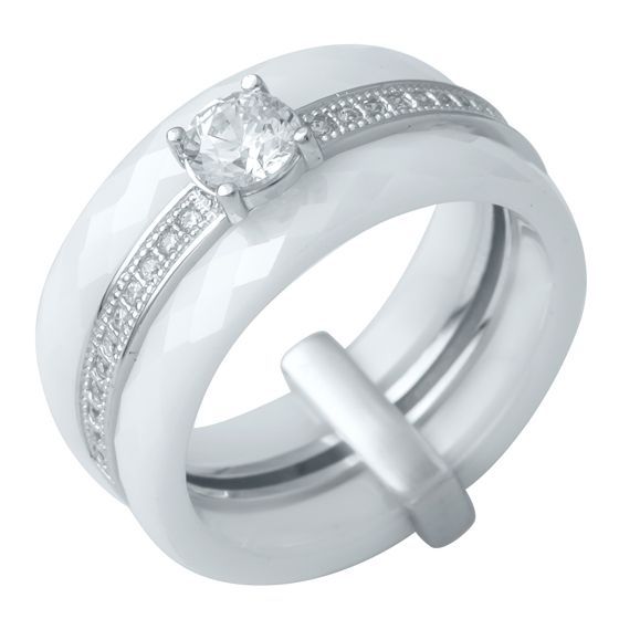 Silver ring with ceramics