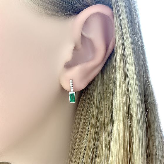Серебряные серьги с изумрудом nano 0.795ct