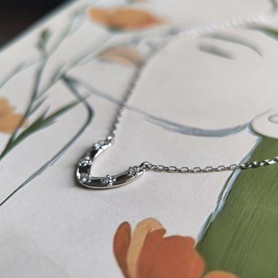 Silver necklace with phianites