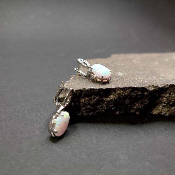 Sterling silver earrings with opal 4.429ct, phianites