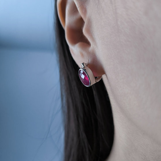 Серебряные серьги с рубином 7ct