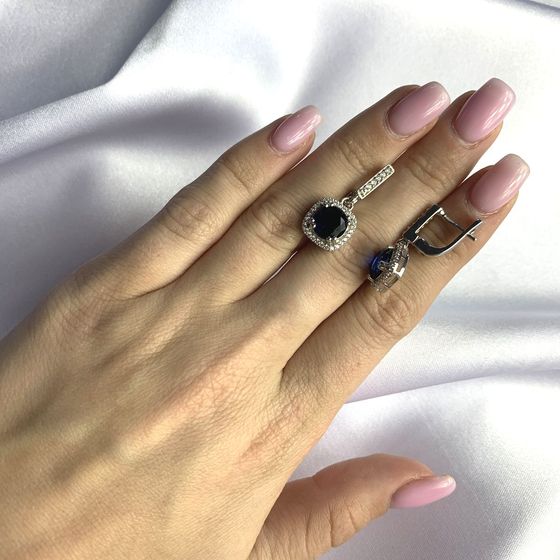 Срібні сережки із сапфіром nano 3.731ct