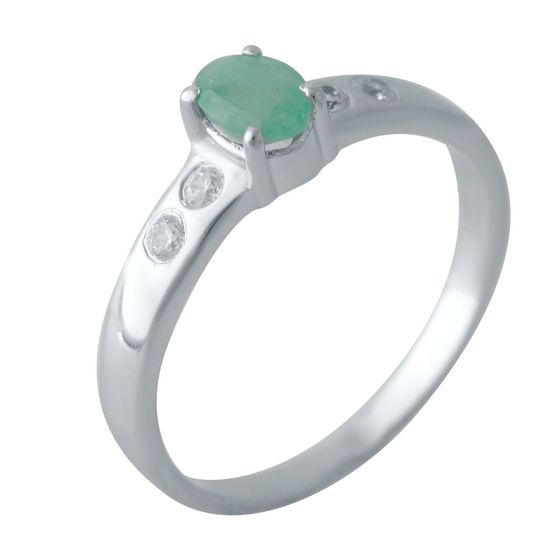 Silver ring with emerald 0.678ct