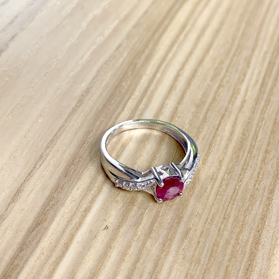 Silver ring with ruby
