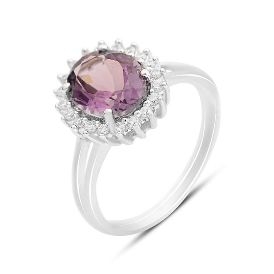 Silver ring with amethyst