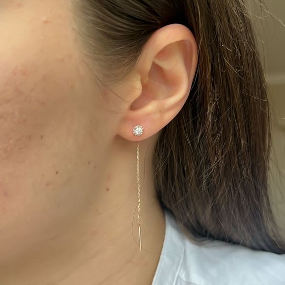 Золоті сережки з фіанітами 0.28ct