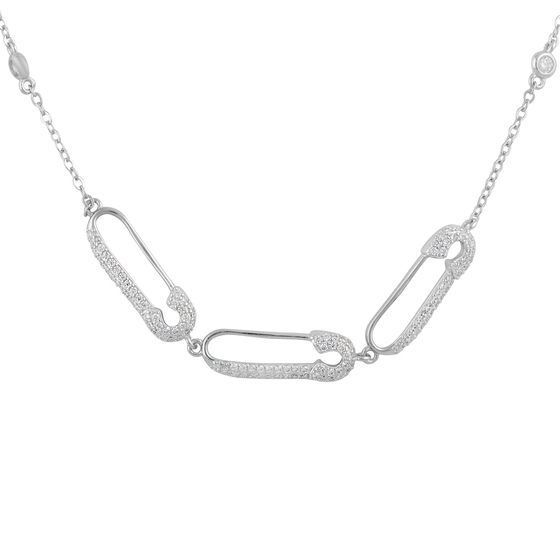 Silver necklace with phianites