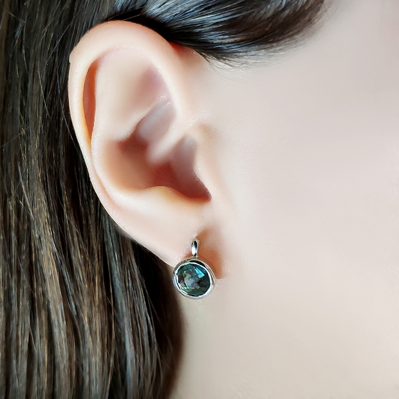 Silver Earrings with London Blue Topaz, 1.267 ct