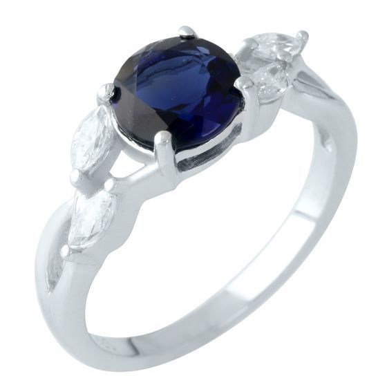 Silver ring with sapphire nano 1.592ct