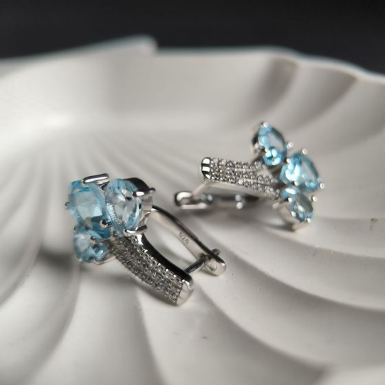 Серебряные серьги с топазом 8.333ct