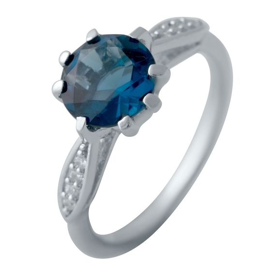 Silver ring with topaz London Blue 1.629ct