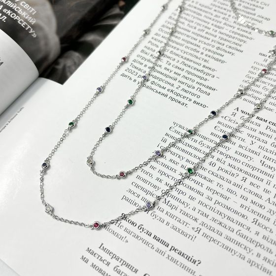 Silver necklace with phianites