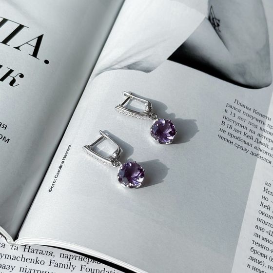 Silver earrings with amethyst 5.279ct