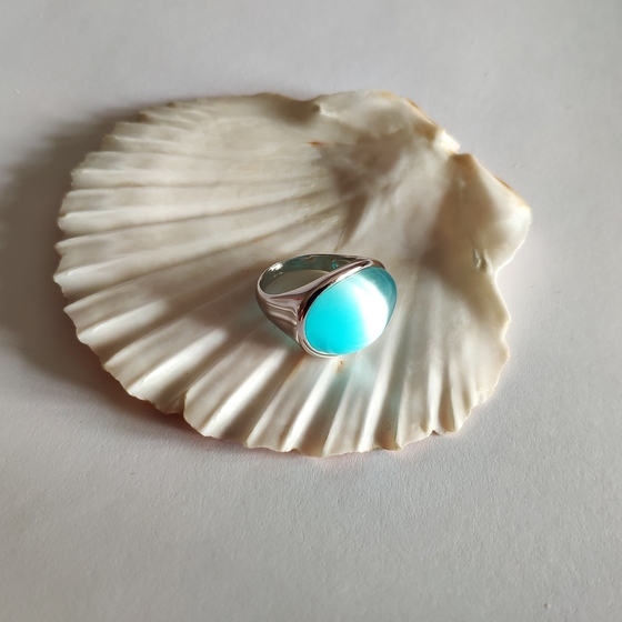16.65ct sterling silver cat's eye ring