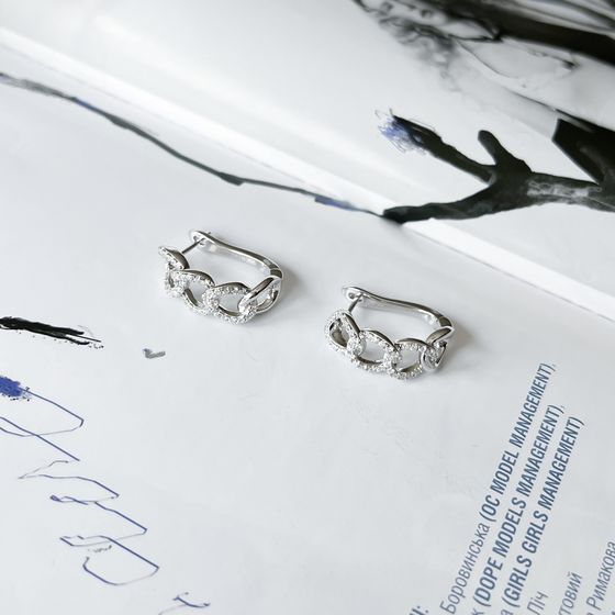 Silver Earrings with Fianites