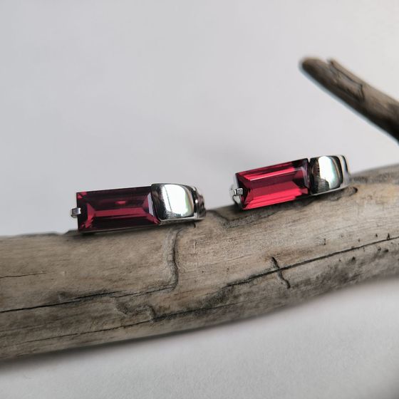Срібні сережки з гранатом nano 4.351ct