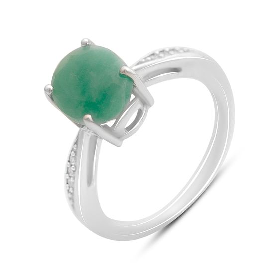 Silver ring with a 2.483-carat emerald and cubic zirconia