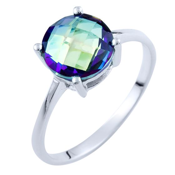 Silver ring with a 4.617-carat mystic topaz