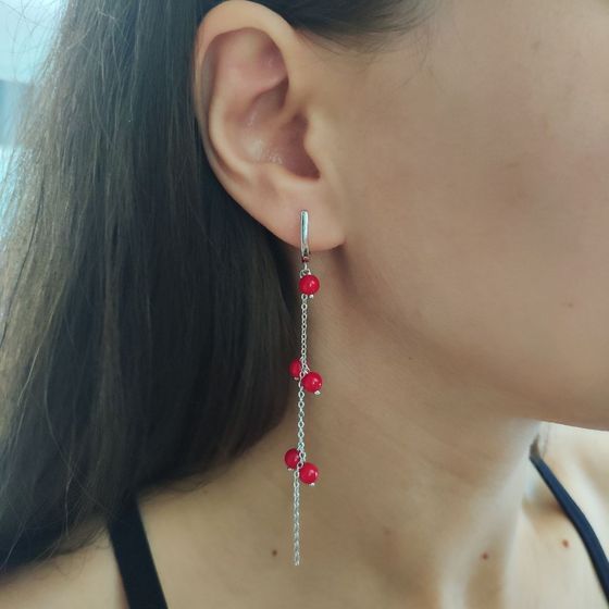Silver earrings with coral