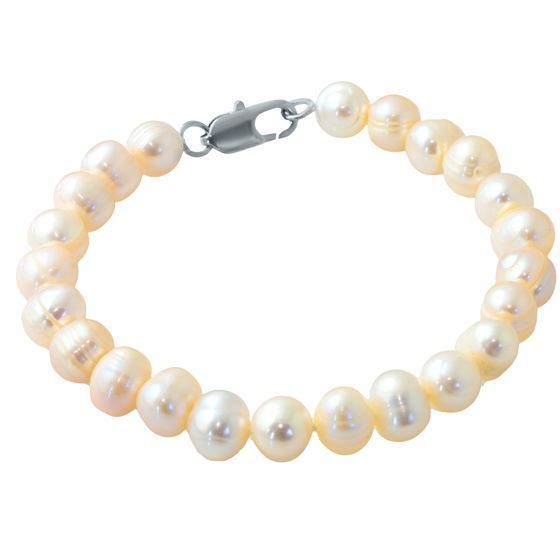 Silver bracelet with pearls