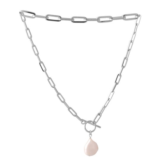 Silver necklace with baroque pearls