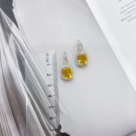 Silver earrings with citrine nano 6.362ct
