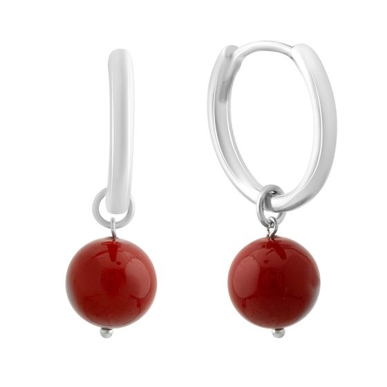 Silver earrings with coral