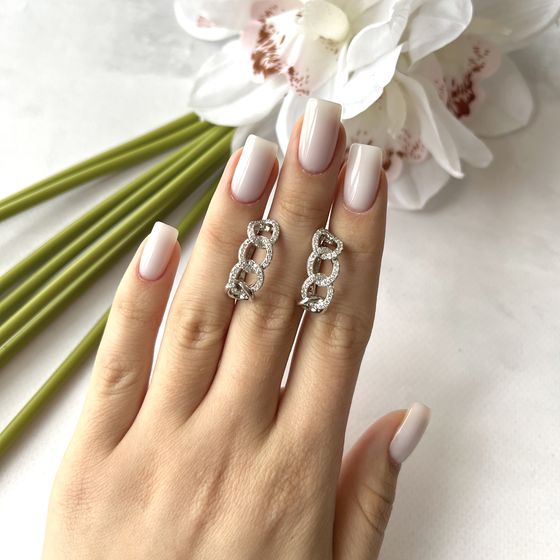 Silver Earrings with Fianites
