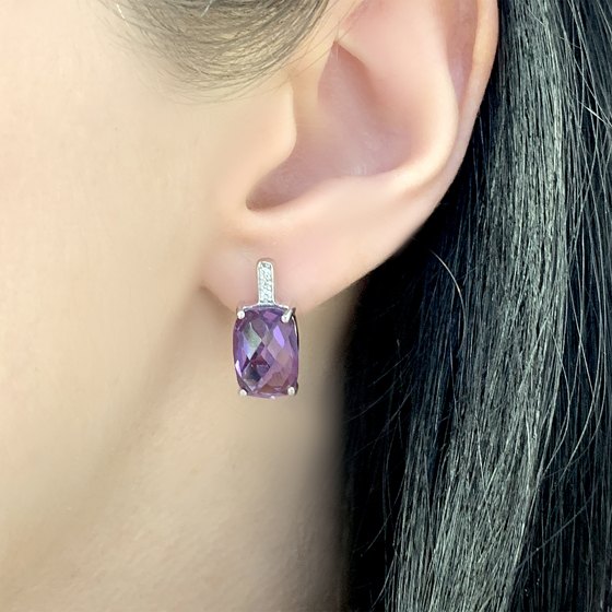 Silver Earrings with Alexandrite, 10.375 ct