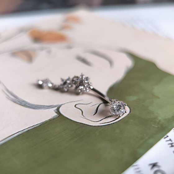 Silver piercing with phianites