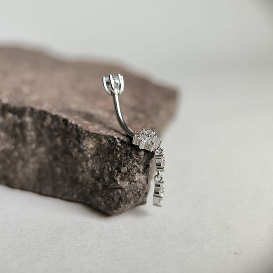 Silver piercing with phianites
