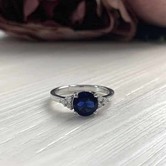Silver ring with sapphire nano 1.269ct