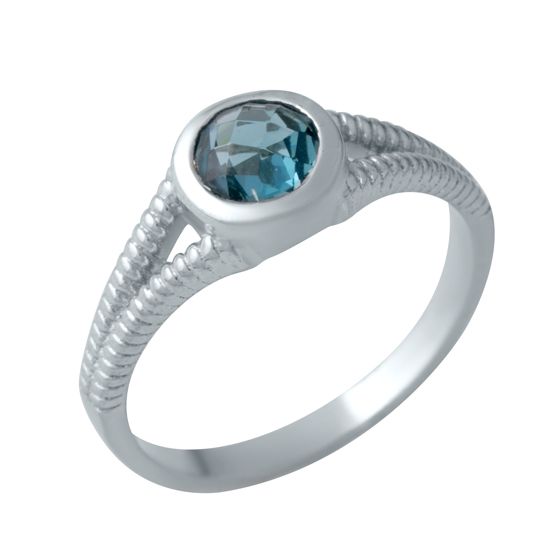 Silver ring with topaz London Blue