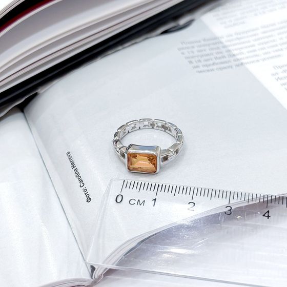 Срібна каблучка із золотим кварцом 1.725ct