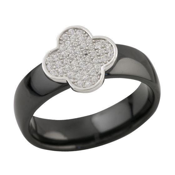 Silver ring with ceramics