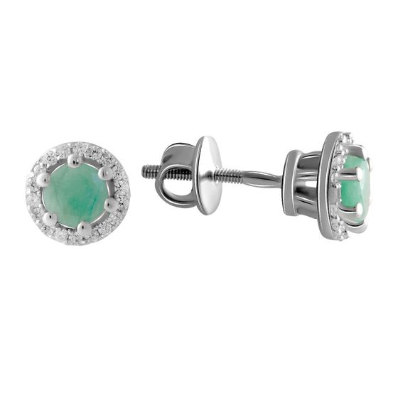 Silver earrings with a 1.259-carat emerald