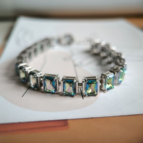 Silver bracelet with mystic topaz
