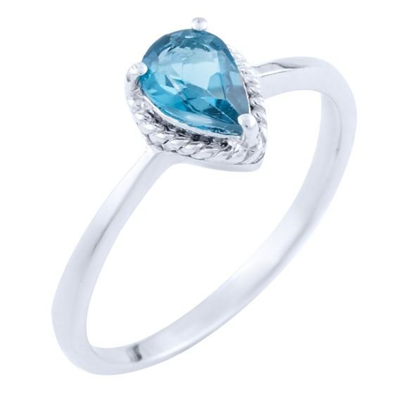 Silver ring with topaz London Blue
