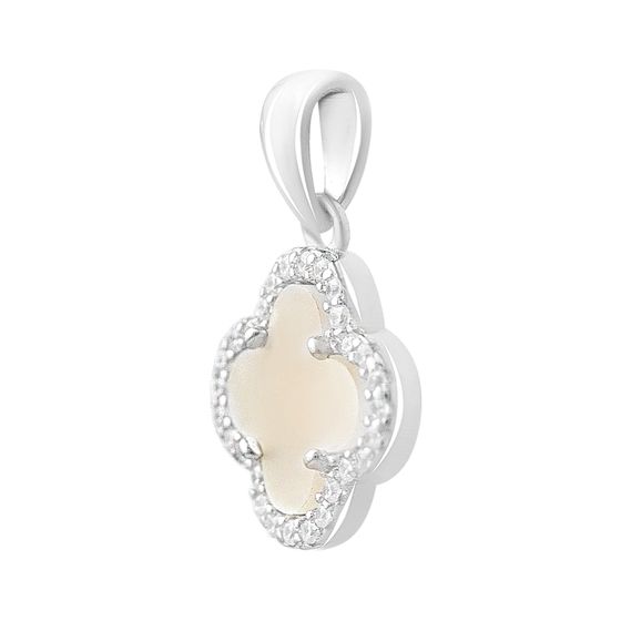 Silver pendant with mother-of-pearl, phianites