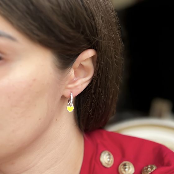 Срібні сережки з емаллю, фіанітами