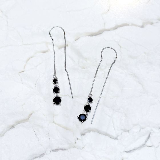 Silver earrings with sapphire 2.383ct