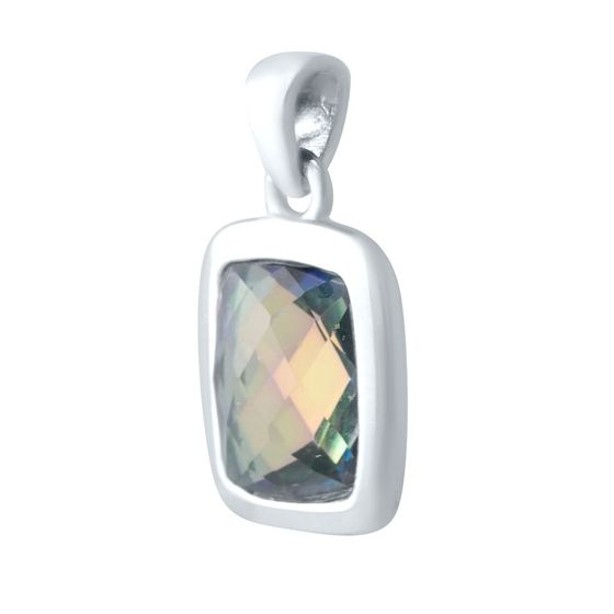 Silver pendant with mystic topaz